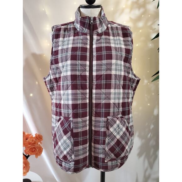 Maurices NWT Plaid Diamond Quilted Puffer Vest Womens Size XL Zip Pockets Layer - Picture 1 of 11